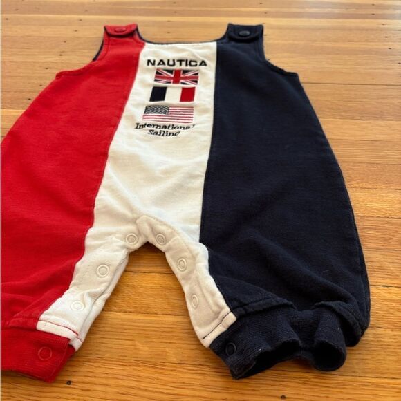 Nautica vintage red/white/blue flag embroidered jumpsuit romper - Picture 3 of 5